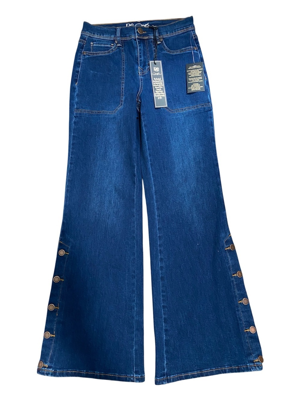 DG2 by Diane Gilman New Classic Stretch Denim Side Snap Wide Leg Jean Size 4 NWT
